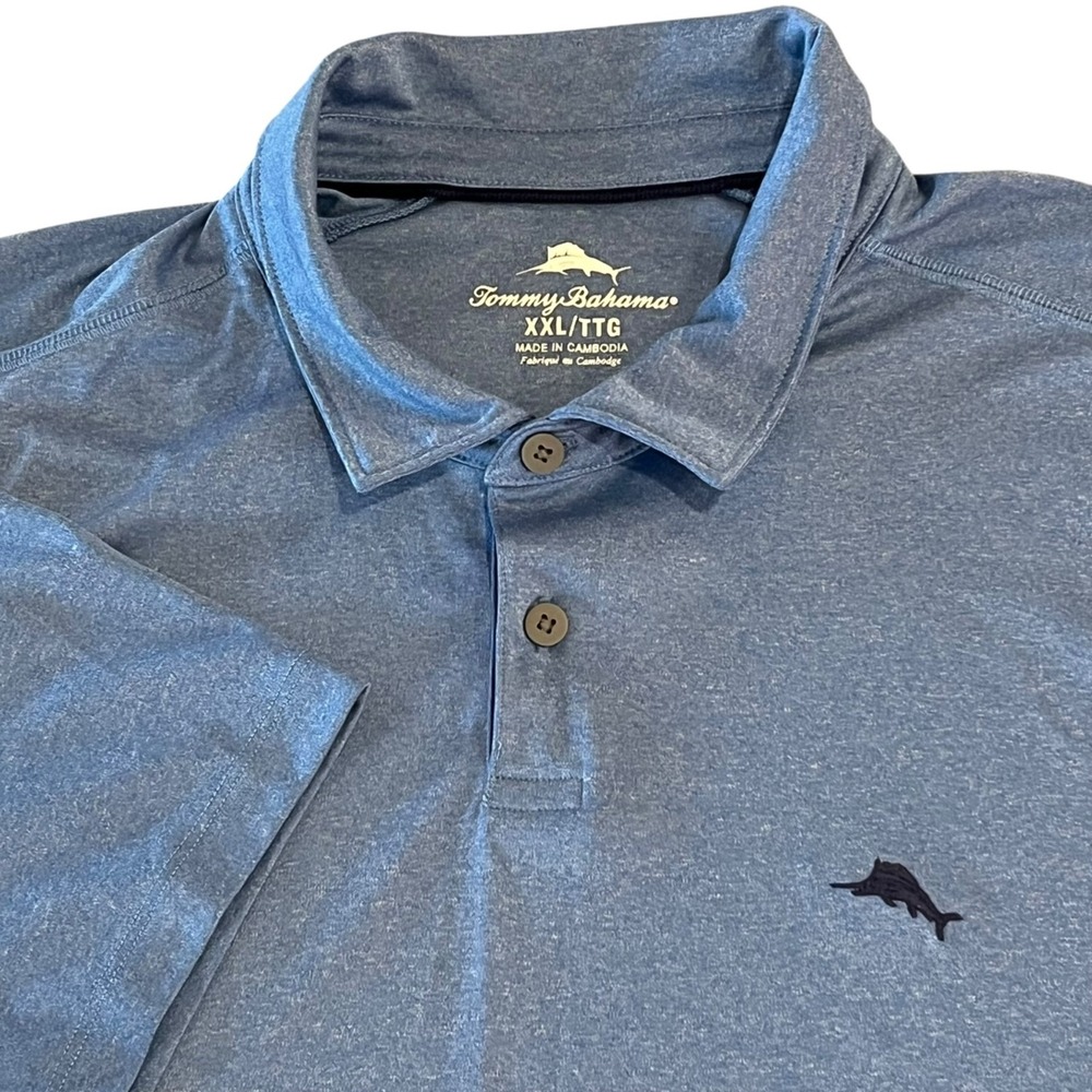Tommy Bahama Polo Shirt Mens XXL 2XL Blue Performance Stretch Golf